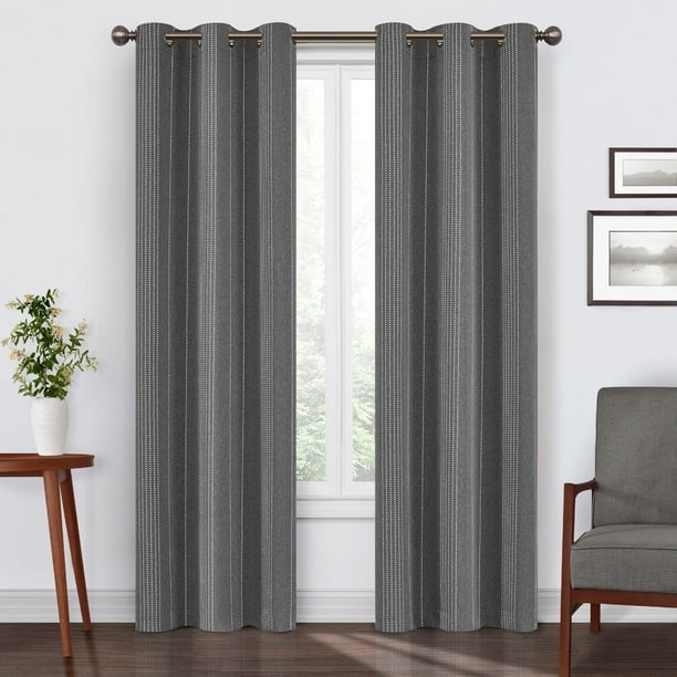 Eclipse Clara Window Panel Charcoal 52" x 108" Polyester Grommet Top Curtain